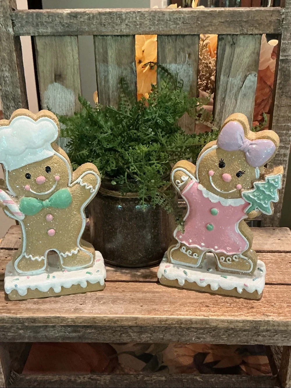 Pastel Gingerbread Boy & Girl Tabletop Decor